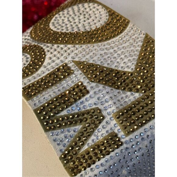 Sz10 nwot michael Kors Gilmore pool slide sandals w/logo bling gold white rhines - Picture 6 of 9